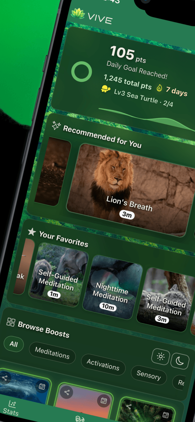 Vive app home screen